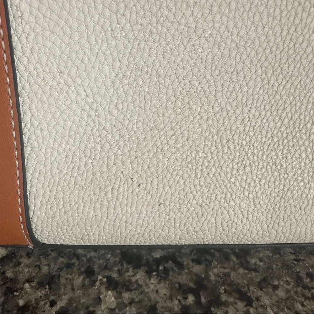 Simply Noelle Cream & Tan Pebbled Vegan Leather Crossbody Satchel